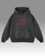 Bluza oversize z kapturem <br>Rock & Roll <br>Haft, Efekt sprania